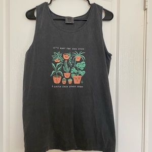 Comfort Colors loose tank top, with plants on front